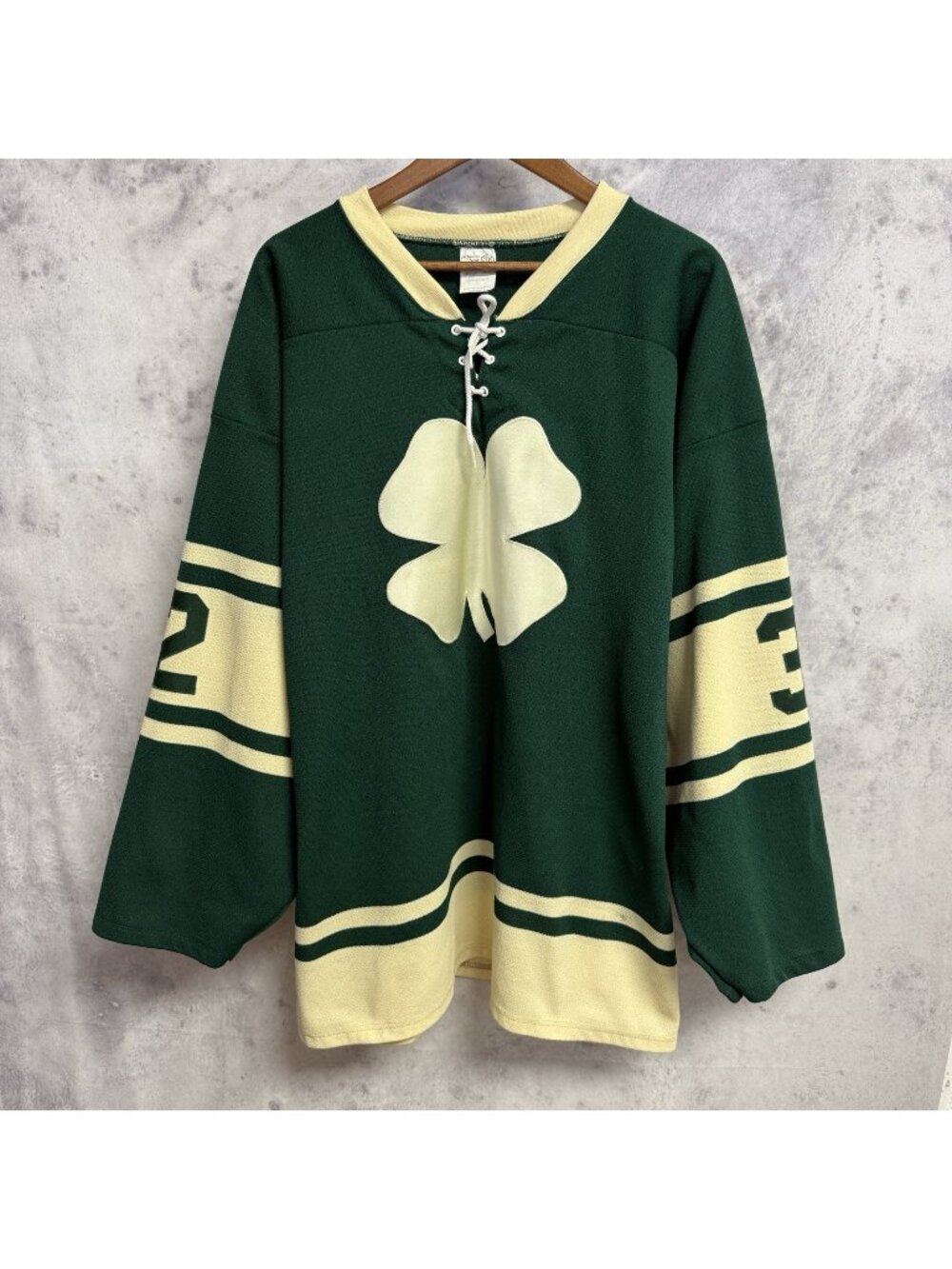 Vintage Athletic Knit Clover Hockey Jersey Mens XL Green AK